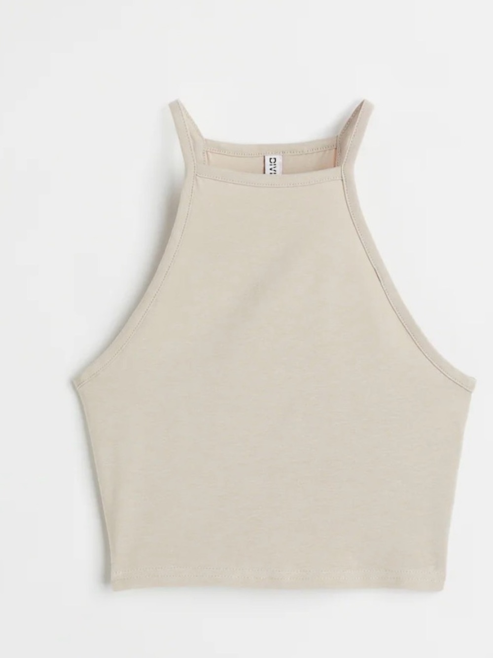 Divided High-Neck Cropped Tank Top - Light Mauve